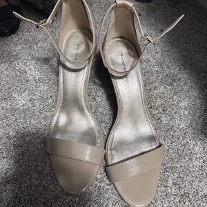 Beige Ankle Strap Heels